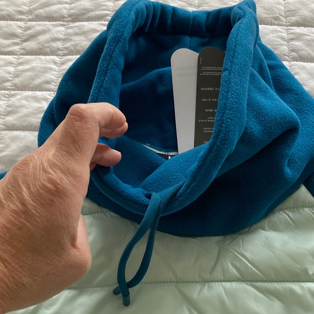 Lands' End Blue and Light Green Quilted Fleece Hoodie - Picture 9 of 11